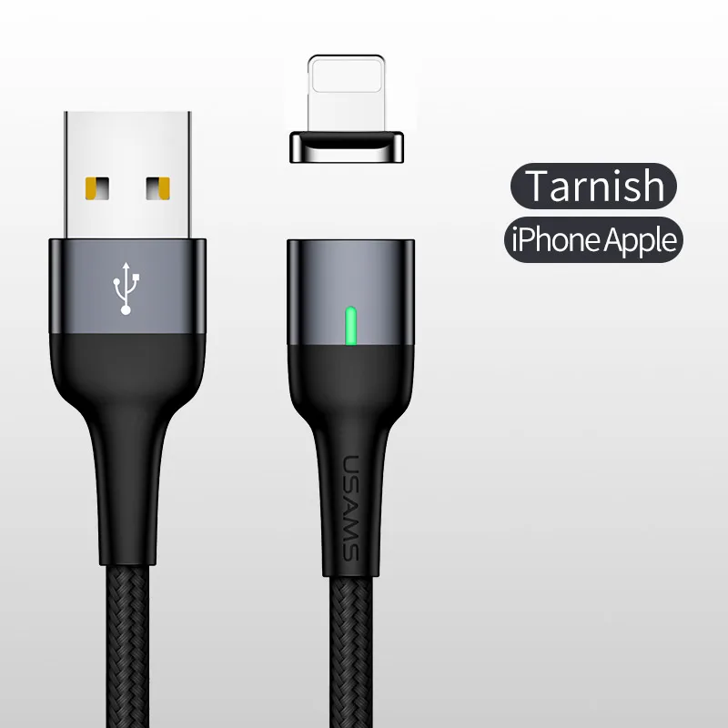 Tarnish for iOS Магнитный кабель USAMS для iphone, huawei, micro usb кабель, быстрая зарядка, магнитный USB кабель для передачи данных, для телефона, Тип c, USB C кабель, шнур для зарядного устройства - Цвет: Tarnish for iOS