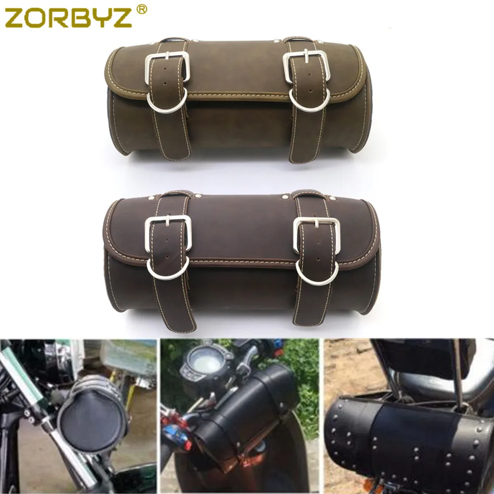 ZORBYZ винтажная мотоциклетная Сумка-седло из искусственной кожи круглая