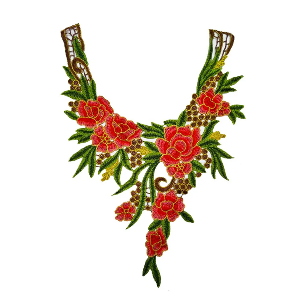 Новинка вышивка 3D в виде Розы воротник вырез аппликация сделай сам Декор куртка