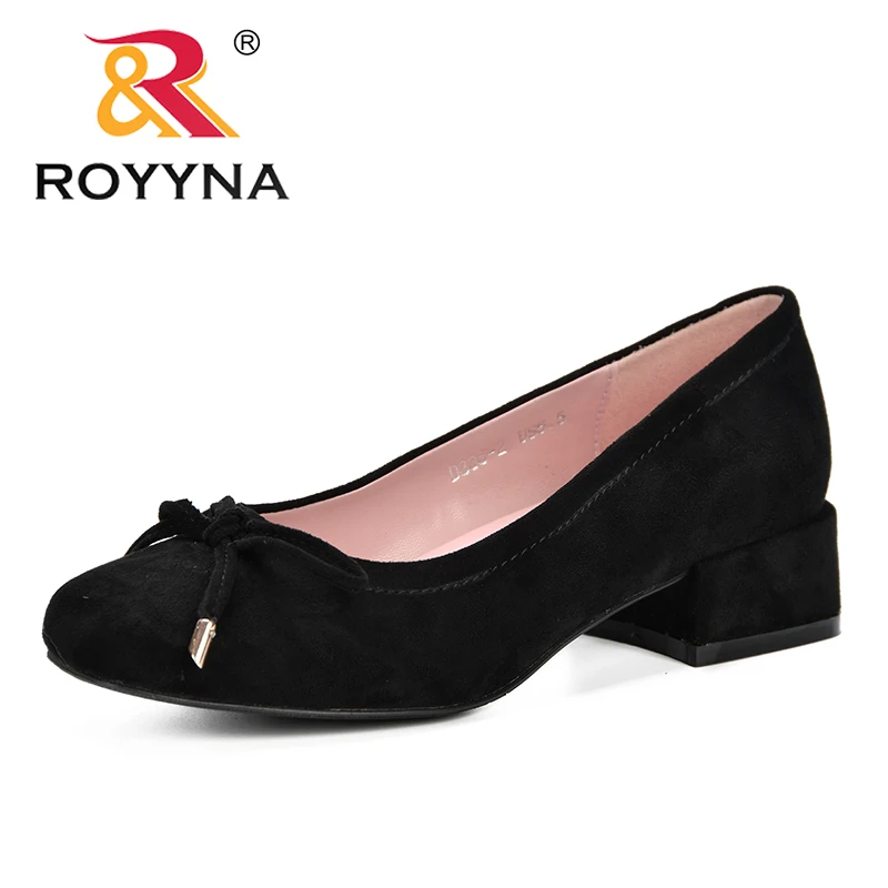 ROYYNA/ г.; обувь на высоком каблуке; женские туфли-лодочки; тонкие женские модельные туфли из флока; женские туфли-лодочки на толстом каблуке с круглым носком на квадратном каблуке; удобные