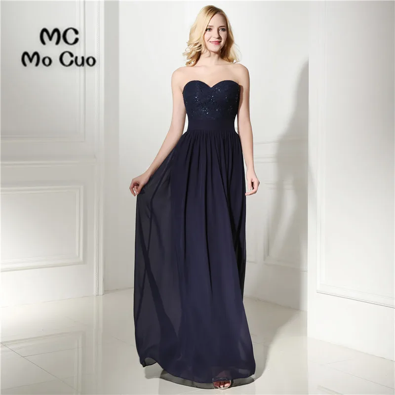 Dark Blue 2017 Fashion Prom Dresses Sweetheart Off Shoulder Beaded Custom Made Lace Chiffon Evening Gowns Formal Party | Свадьбы и