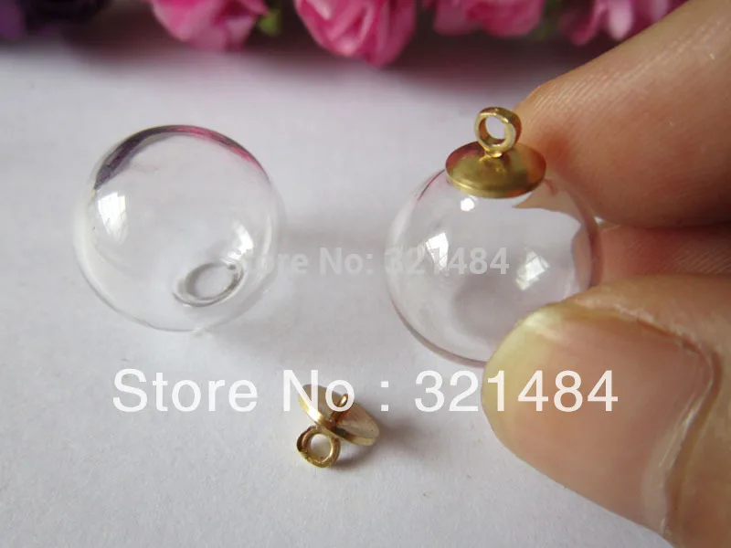 New arrived 50set/lot raw brass 6mm cap with ring 16*4mm clear glass globe bubble dome bottle vials pendants charms diy