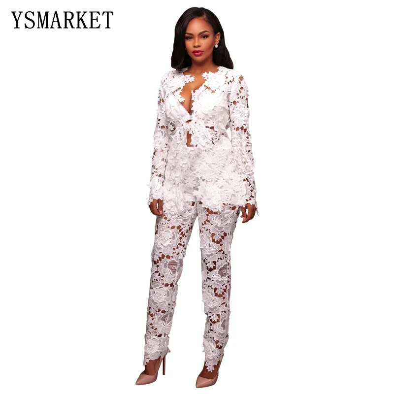 Осенне зимние сексуальные женские комплекты из двух частей открытые белые