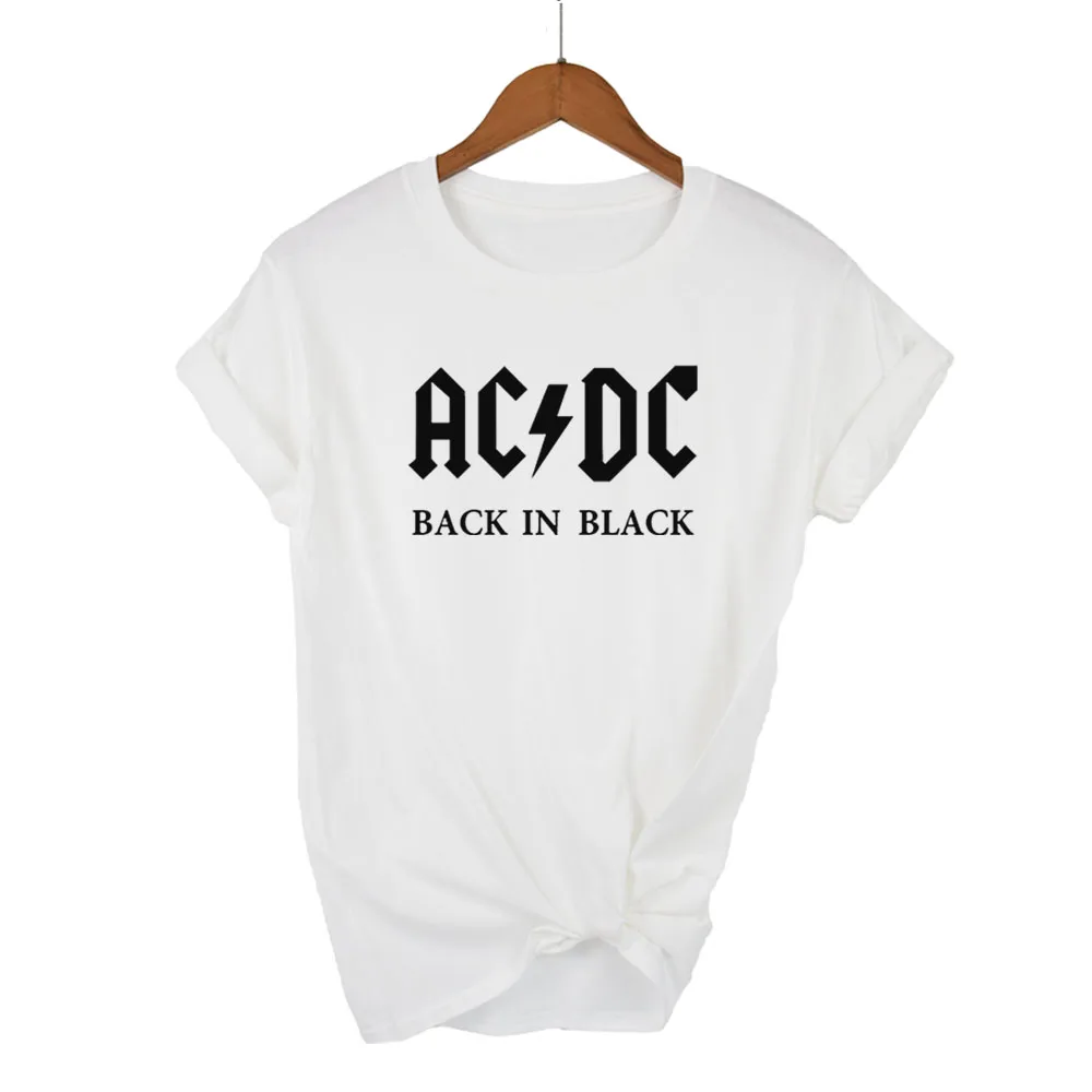 2019 новая harajuku AC/DC черная группа рок футболка Женские футболки acdc принт