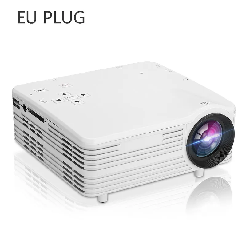 LED1018 Мини Портативный ЖК-проектор с HDMI USB VGA AV SD мультимедийные интерфейсы поддержка 1080P для домашнего кинотеатра PK yg300 - Цвет: white eu plug