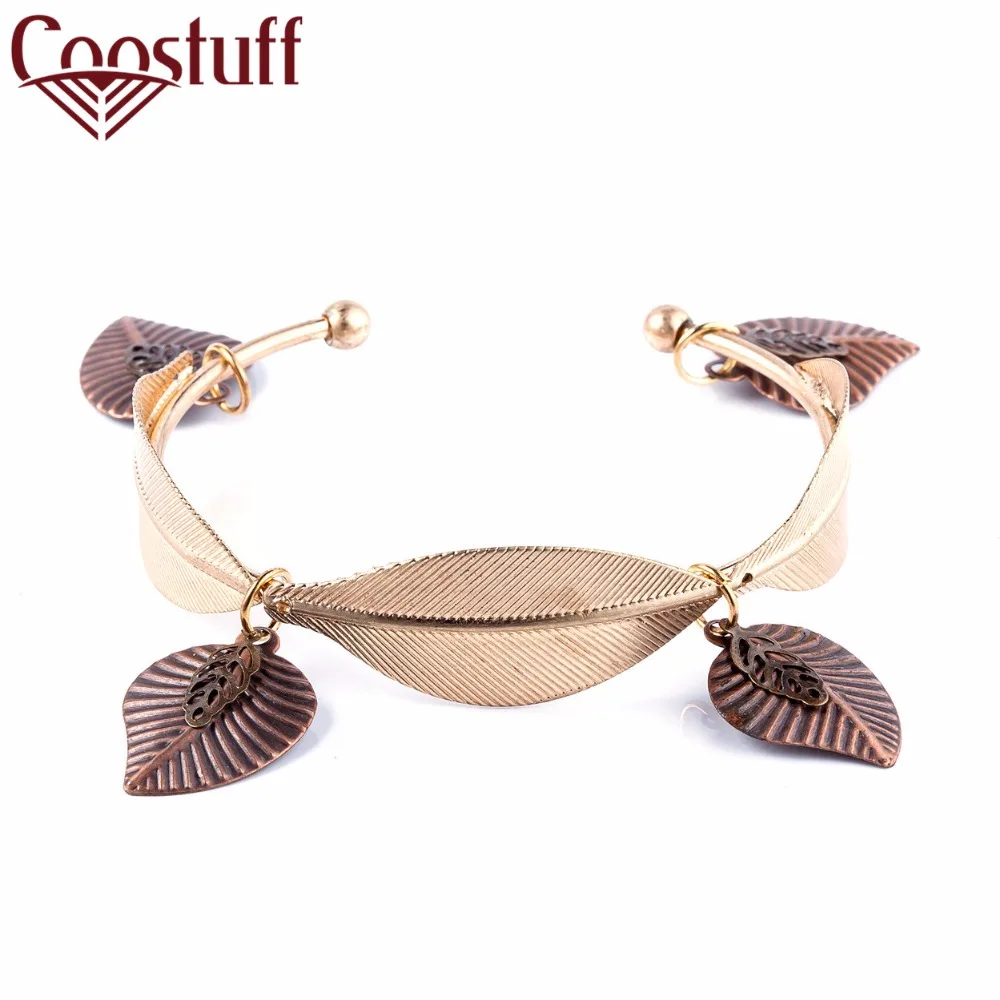Beautiful Gold Vintage Handmade Love Wrist bracelets for women pulseira masculina Woman jewelry Leaves Charm Bracelet Men | Украшения и