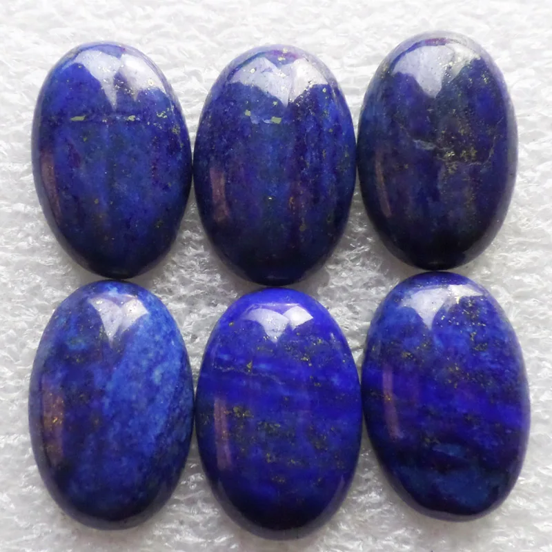 (6 шт./лот) оптовая продажа натуральный Лазурит Овальный Кабошон 30x20x7 мм