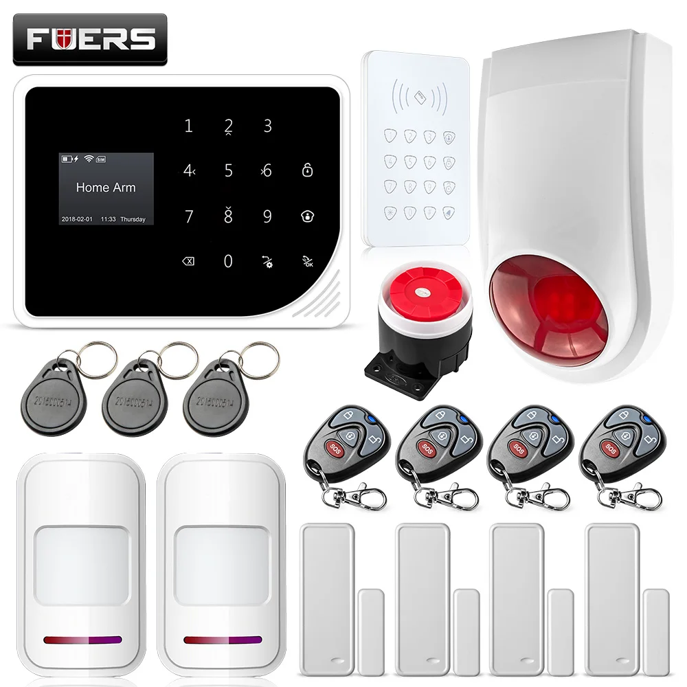 FUERS 2 4G Wifi GSM сигнализация Охранная домашняя 850/900/1800/1900 МГц с экраном дисплей