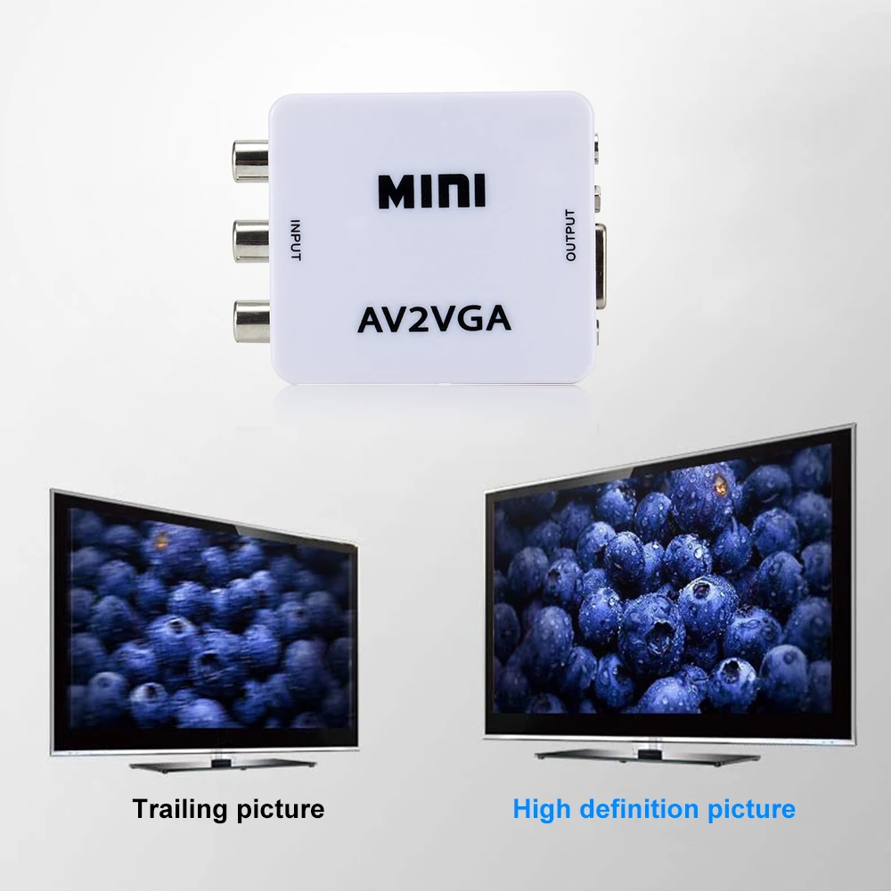Мини конвертер видео AV2VGA AV RCA CVBS в VGA с 3 5 мм аудио к ПК HDTV|Кабели VGA| |