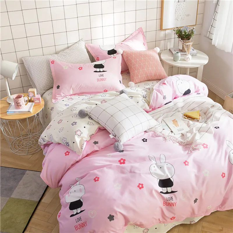 Домашний текстиль, рисунок Hello kitty, Комплект постельного белья для детей, хлопковое постельное белье, 4 шт., простыня, наволочка, пододеяльник, набор постельного белья, Лидер продаж
