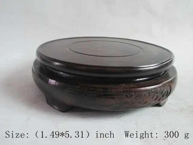 

Chinese manual sculpture black cherry wood vases stand Long Mu station