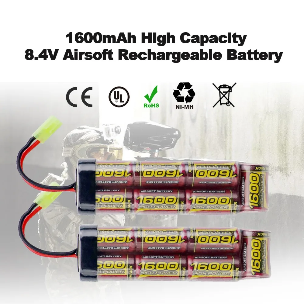 Melasta 2 шт 7S 2/3A 8,4 V 1600mAh NiMH плоский аккумулятор с мини разъемом Tamiya для страйкбола MP5, Scar, M249, M240B, M60