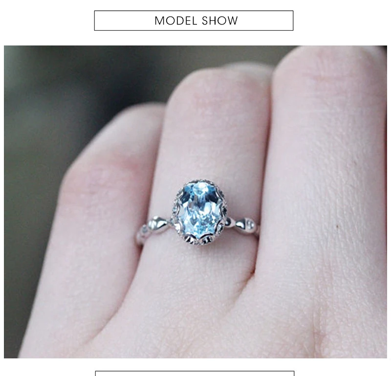 Дюпюи Обручение кольца 6*8 мм 1.4ct Овальный резки высокого класса Голубой Аквамарин кольцо элегантный изысканный алмаз свадебные кольцо D180071