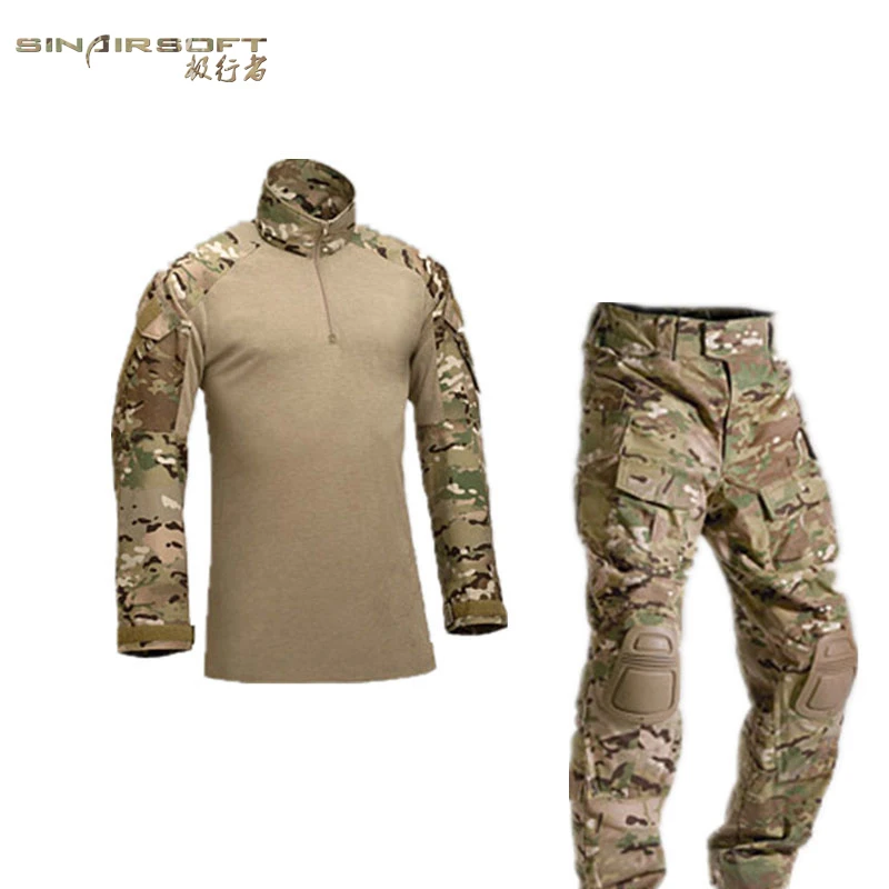 Army Combat Shirt & Pants Tactical Combat Uniform W/ Knee Elbow Pads Camouflage Hunting Clothes Ghillie Suit Train Exercise Sets