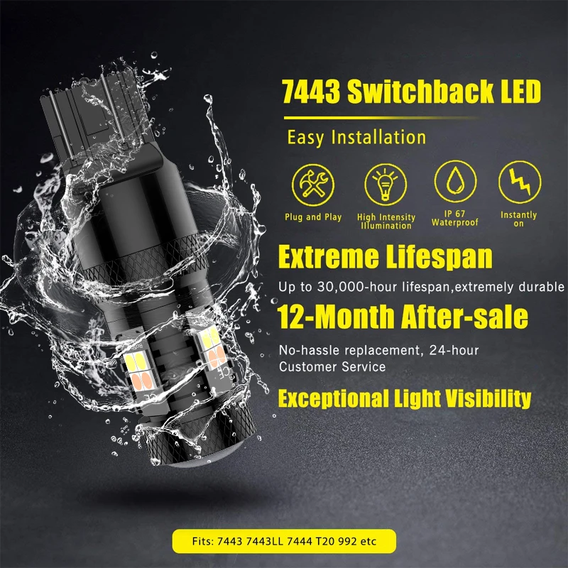 1 шт. 1156 P21W светодиодный BA15S PY21W BAU15S 1157 BAY15D 7443 3157 16SMD 3030 лампы Авто дневные ходовые огни, запущен Дневной светильник s сигнала поворота светильник