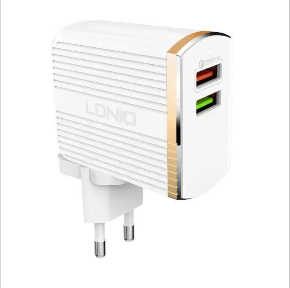 LDNIO A2502Q двойное USB Универсальное зарядное устройство для путешествий Qualcomm Quick Charge 3,0 настенное зарядное устройство для смартфона