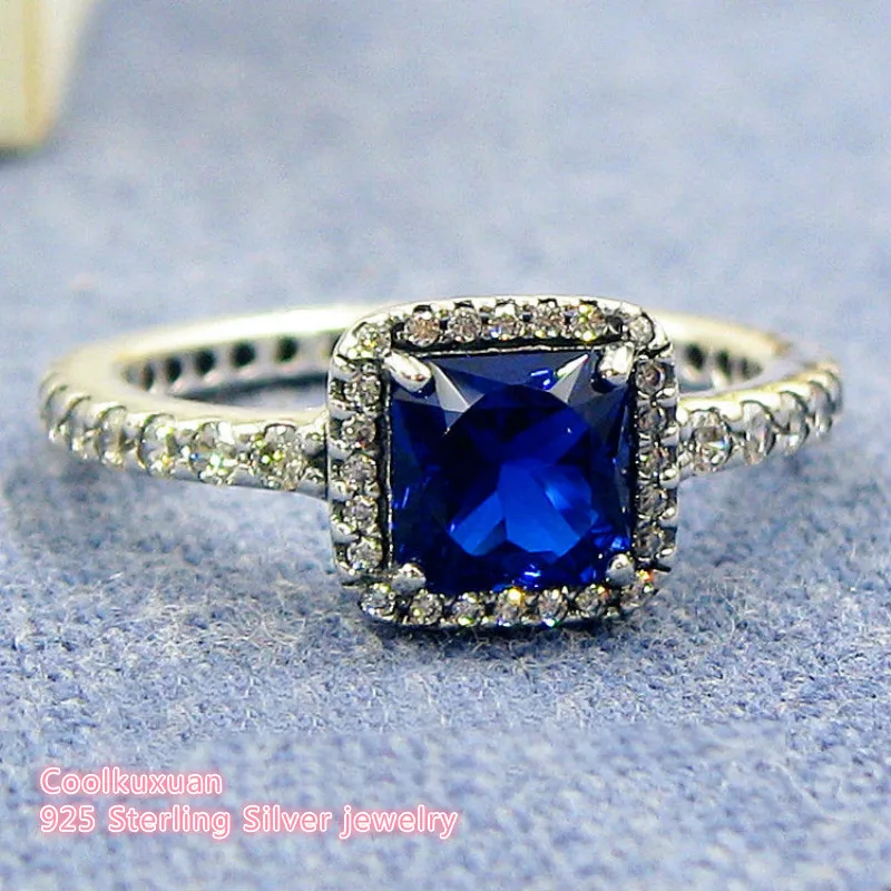 

Valentine's Day Timeless Elegance Rings True Blue Crystal & Clear CZ 100% Authentic 925 Sterling-Silver-Jewelry