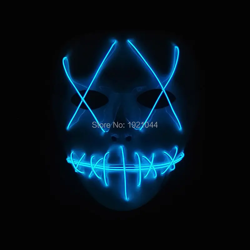 melhor Atacado 100 Peças Halloween Fantasma Fenda Boca Iluminar-se Incandescente El Fio Festa Máscaras Moda El Máscara Para Festa De Aniversário