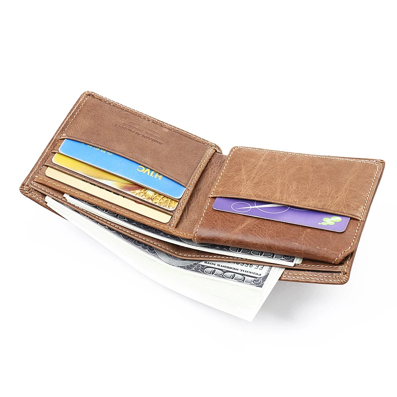 Винтажный кожаный мужской кошелек брендовые Роскошные короткие тонкие мужские