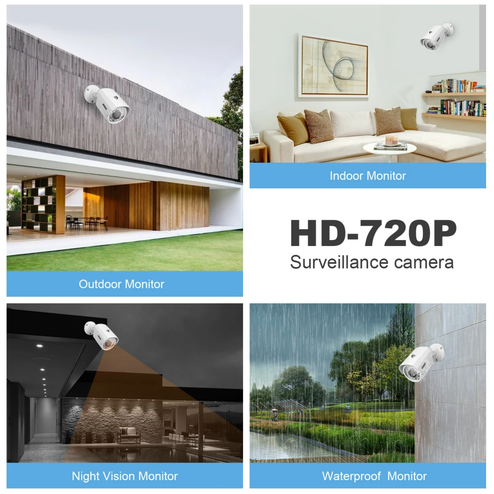 ANNKE 1080N 4CH 720P Домашняя безопасность HD DVR 4 шт. 1MP 1200TVL AHD камера ИК CCTV Камера Системы 8