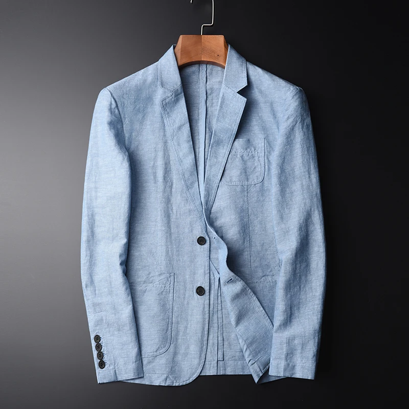 

Мужской льняной Блейзер TANG, повседневный однобортный пиджак, размеры M-L-XL-2XL-4XL, на осень