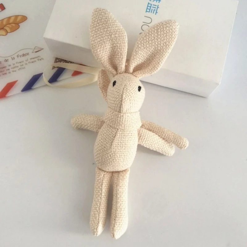 Cute Linen Wishing Rabbit Keychain Women Boemian Plush Sackcloth Bunny Key Chain On Bag Trinket Female Jewelry Party Toys Gift