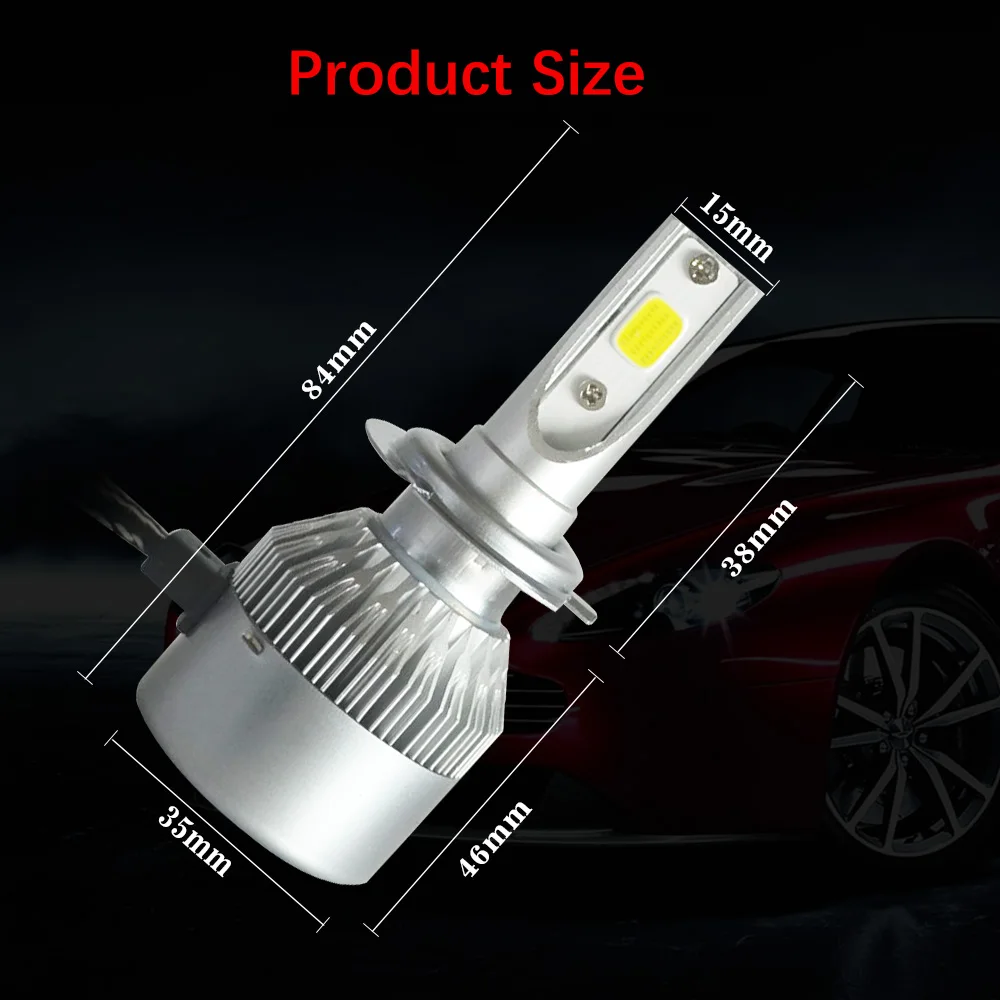 Turbo Led H4 H7 H1 H11 H3 H8 HB4 HB3 9005 9006 Автомобильная фара лампа C6 LED Дальний свет 7600lm 6000k