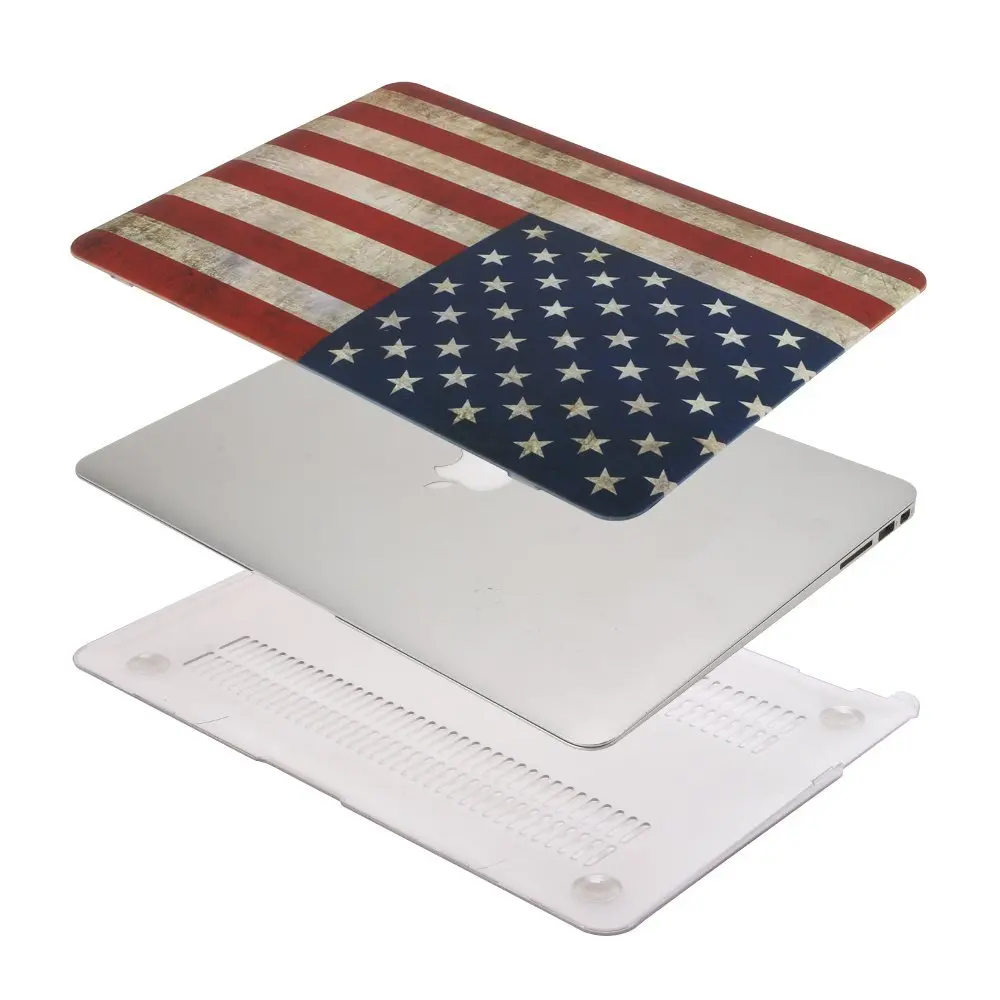 Чехол для ноутбука с принтом флага США/Великобритании + силиконовый чехол Apple Macbook