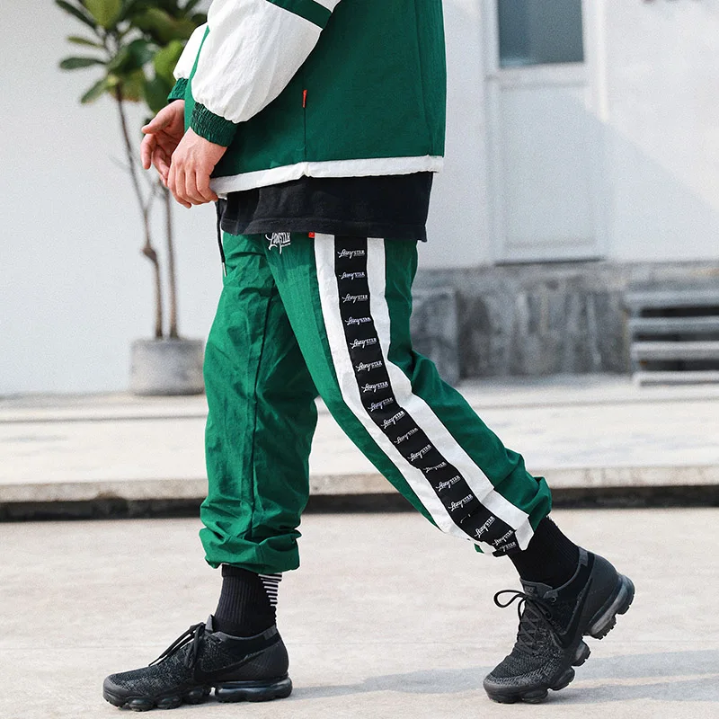 Хип уличная Для мужчин джоггеры Пант Sweatpant модные Harajuku полосатые спортивные