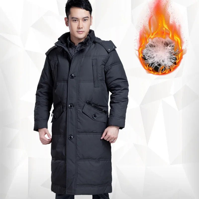 Новинка длинное стильное зимнее пальто мужская шапка съемная зимняя куртка