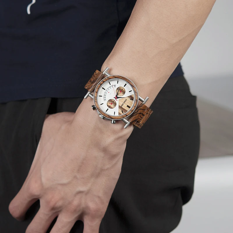 

BOBO BIRD Luxury Wooden Men Watch 50M Waterproof Quartz Wristwatch relogios masculinos a prova de agua