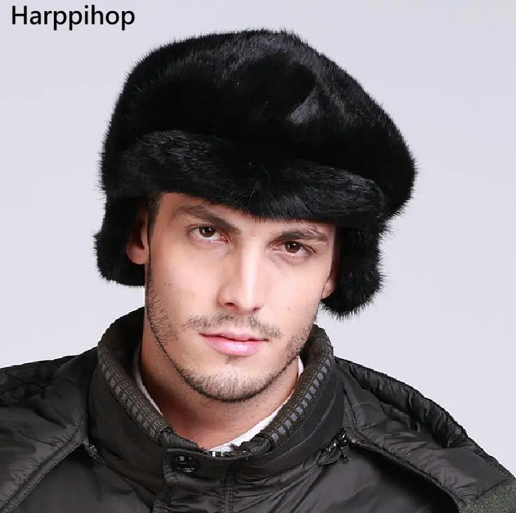 Шапка мужская из натурального меха норки теплая Зимняя|fur hat men|mens fur hatmens mink |