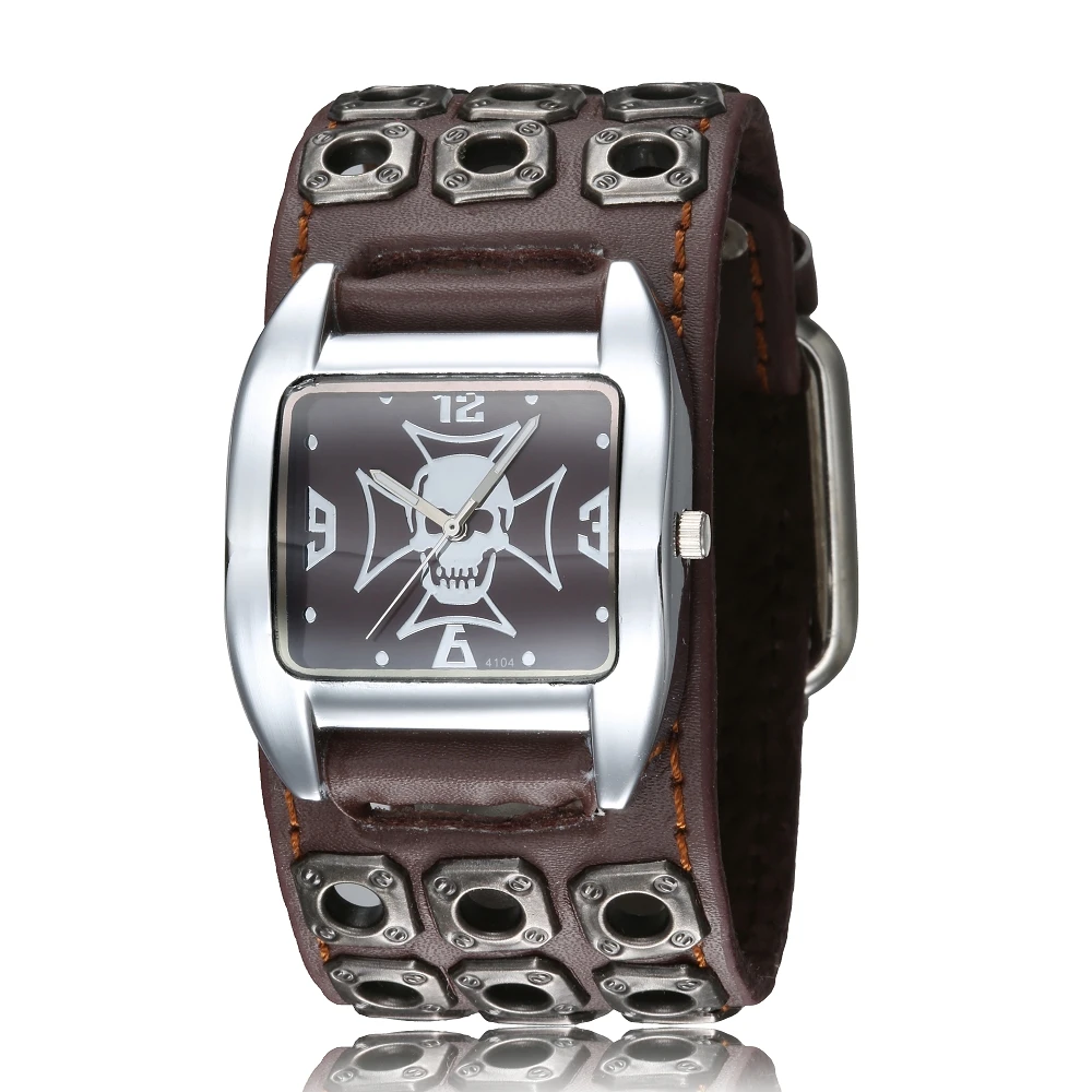 Часы наручные мужские кварцевые в стиле панк модные с металлическим ремешком