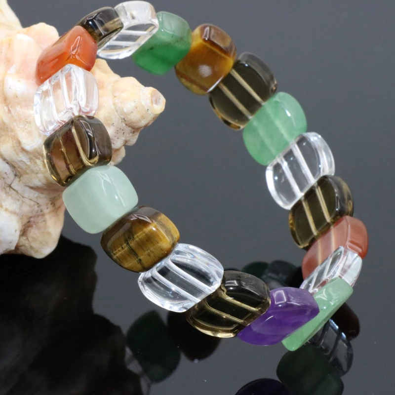 Лидер продаж! Эластичный разноцветный браслет из карнелианового турмалина с