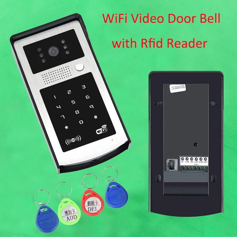 Android iso App Wi-Fi видео-телефон двери RFID и код клавиатуры звонок комплект Mute