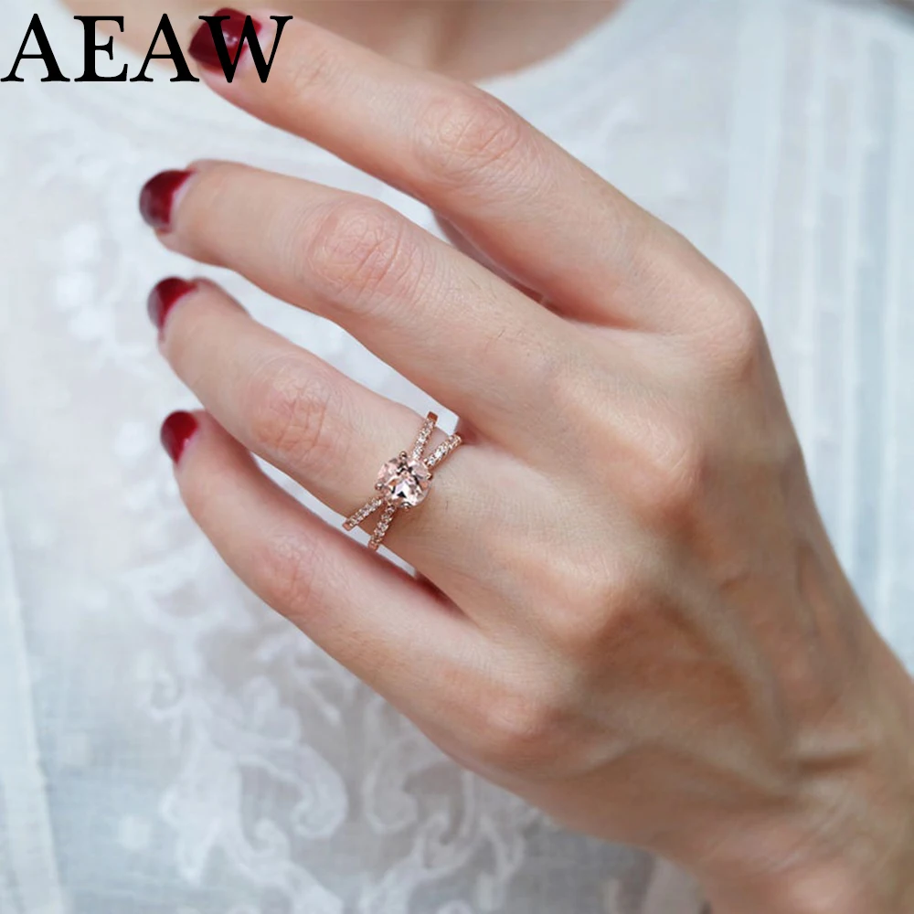 Помолвочные из марганита кольцо 6 мм 0.8ct однотонные 14 k покрыто розовым золотом