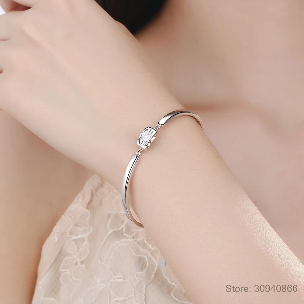New Hot 925 Sterling Silver Charm Bracelets Trendy Design CZ Cubic Zirconia Stone Best Gift For Women Girls Party Appointment | Украшения и