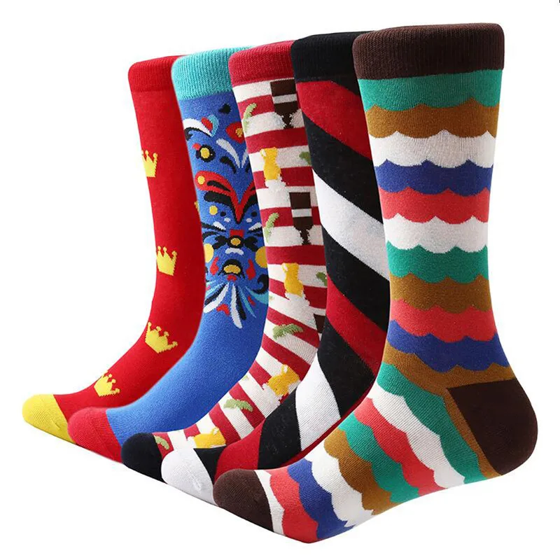 MYORED 5 pair/lot men socks cotton casual dress mens funny socks novelty socks man casual dress gift socks street wear
