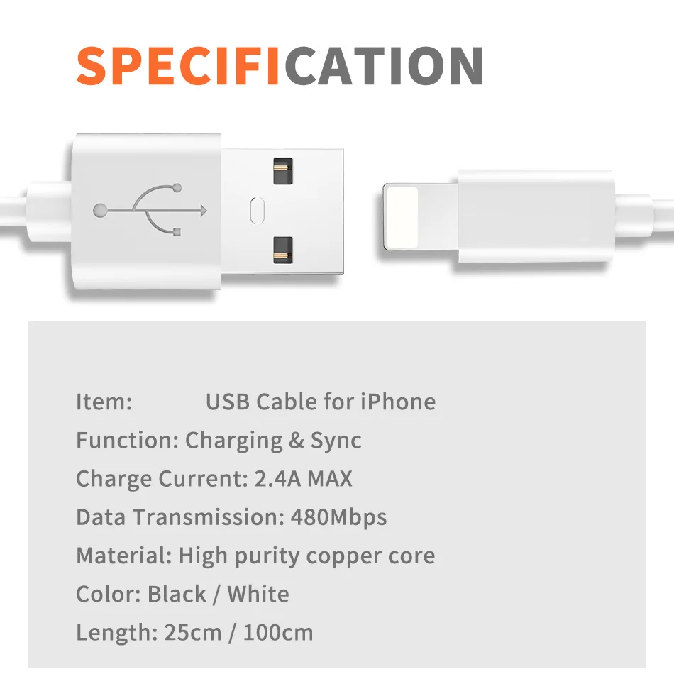 3 шт./партия 2 м USB кабель для iPhone X 8 7 6 6S Plus 5 5S SE Быстрая зарядка и синхронизация данных кабели зарядного устройства для освещения