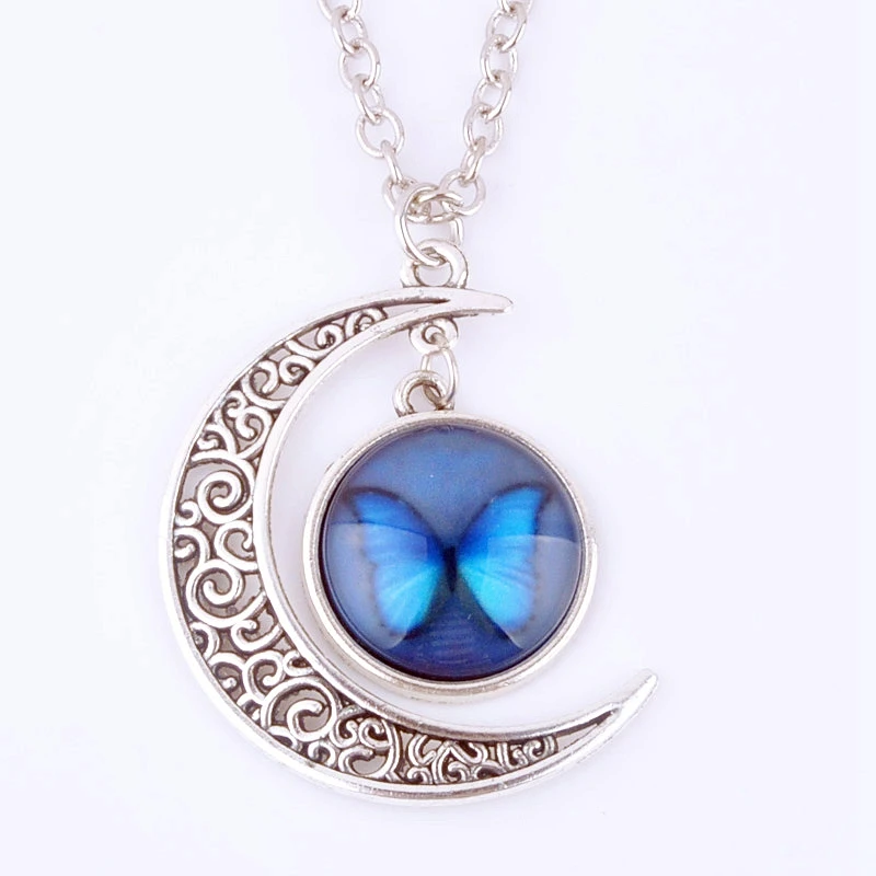 2016 Горячая цепочка серебряное покрытие полумесяц и стрекоза бабочка Кабошон