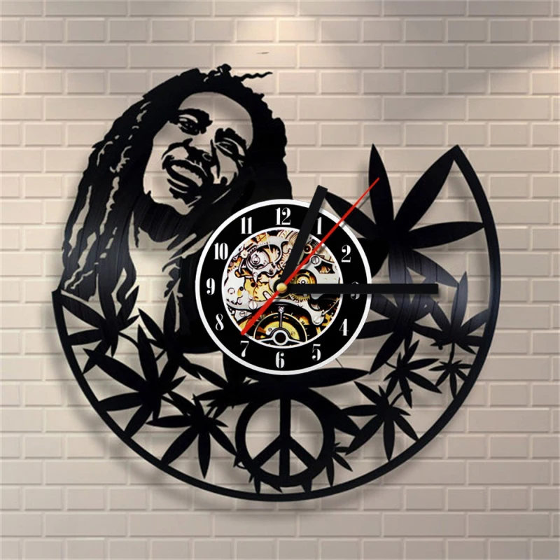 Полые круглые кварцевые настенные часы Bob Marley CD, креативный античный стиль, декоративные светодиодный часы, Виниловая пластинка, декор для комнаты
