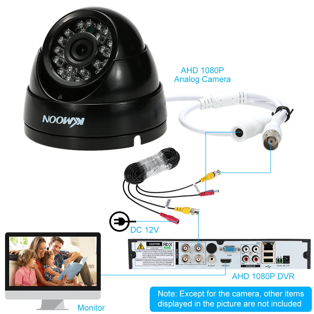 KKmoon 1080P 2.0MP AHD купольная камера наблюдения 24 ИК лампы ночного видения IR-CUT
