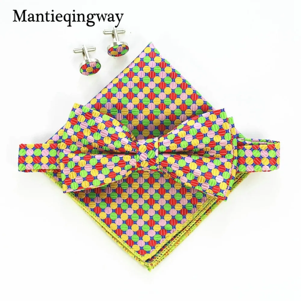 Mantieqingway Для мужчин галстук бабочка комплект для свадьбы человек плед узоров