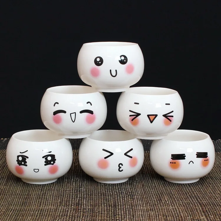 

Cartoon Style Cute Expression Ceramic Small Flower Pots DIY Planter Succulent Plants Bonsai Pots Desktop Office Decoration