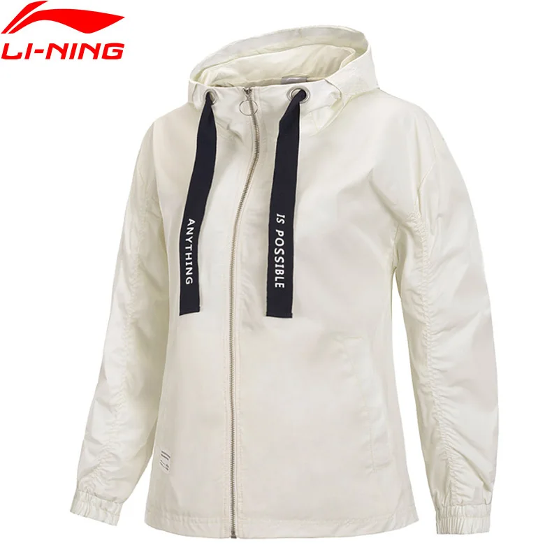 Женские спортивные ветровки Li Ning свободные куртки из 100% полиэстера на молнии с