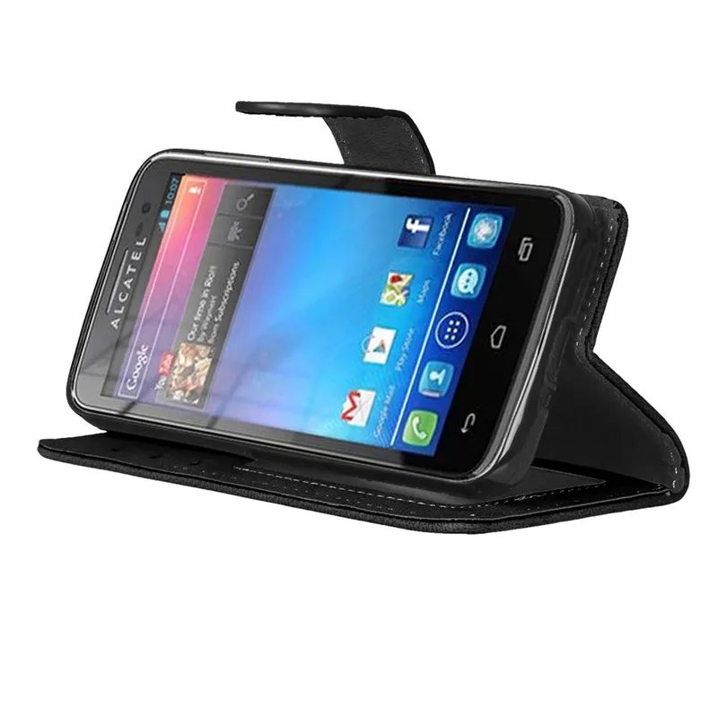 Чехол книжка обложка на заднюю панель из искусственной кожи для телефона Alcatel One