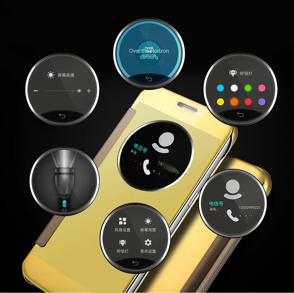 Ясно Зеркало окном View покрытие флип чехол для Samsung Galaxy S6 S7 Edge Plus A8 A710 Coque телефон