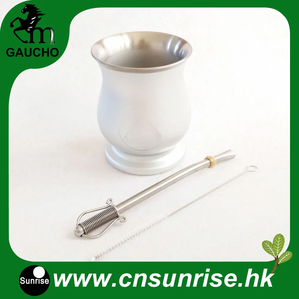 1 компл./лот Yerba Коврики в форме тыквы комплекты Аргентина из нержавеющей стали с двойными стенками с Yerba Коврики соломы Bombilla и щеточка для чистки
