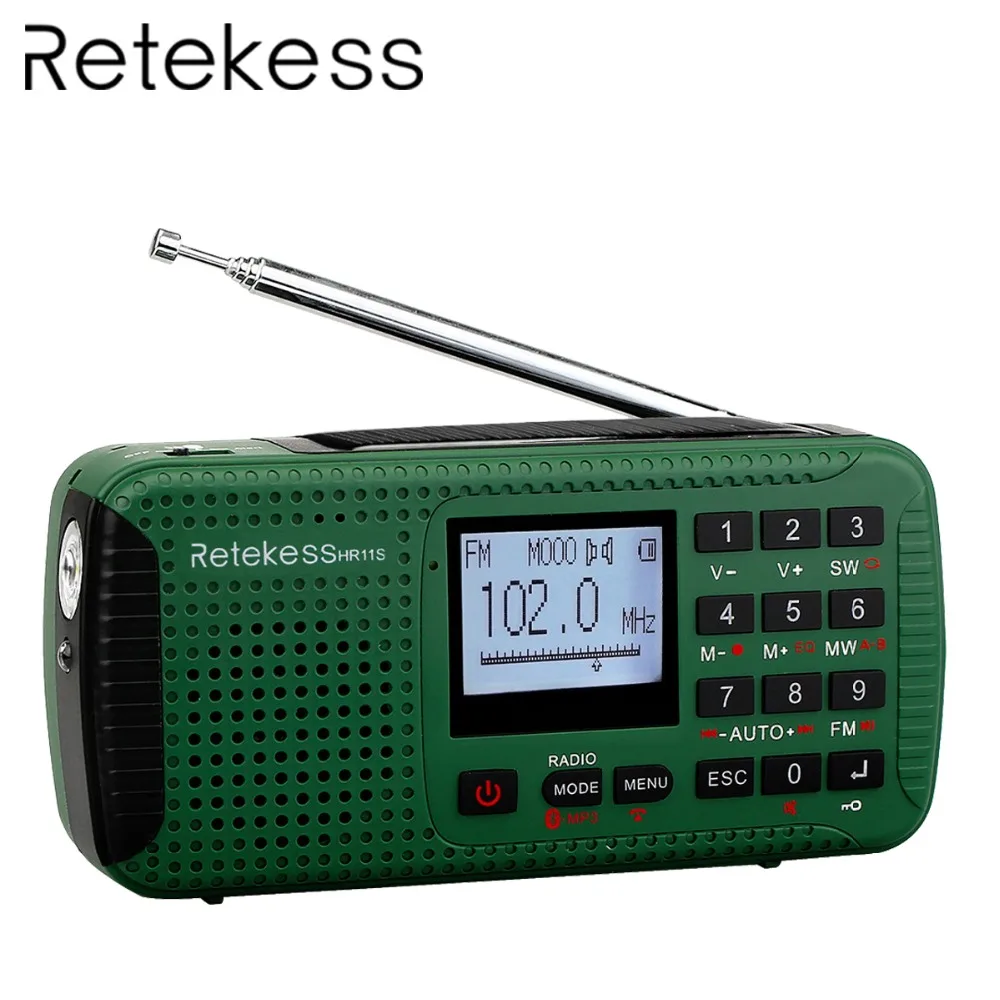 RETEKESS аварийное радио Портативный FM AM SW рукоятки Солнечный Bluetooth