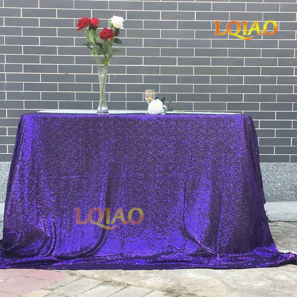 Purple Горячая Распродажа, радужная белая скатерть с блестками, прямоугольная скатерть с блестками для свадьбы/рождественской вечеринки Decoration-90X132inch - Цвет: Purple